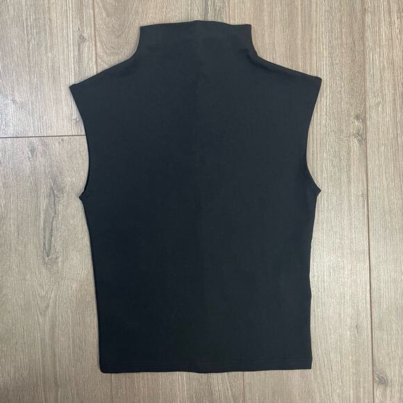 Madewell Funnel Neck Muscle Tee Cropped True Black Top US Women's XXS New - Picture 2 of 6